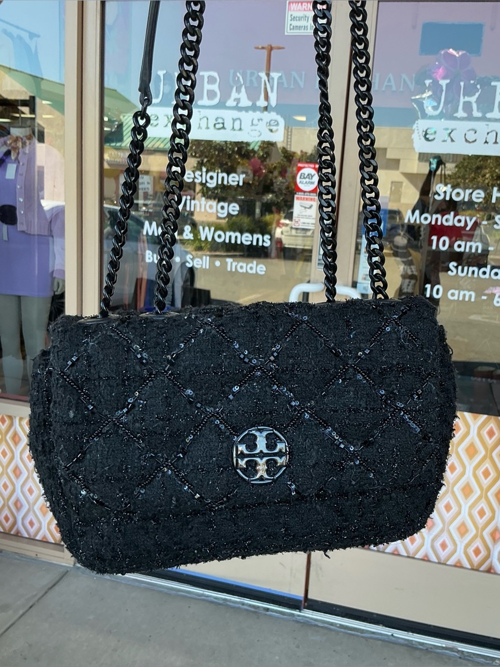 Tory Burch Willa Beaded Tweed Small Shoulder Bag